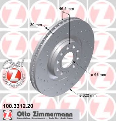 100.3312.20 ZIMMERMANN Тормозная система Тормозной диск