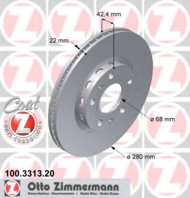 100.3313.20 ZIMMERMANN Brake System Brake Disc