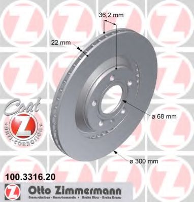 100.3316.20 ZIMMERMANN Brake System Brake Disc