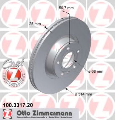 100.3317.20 ZIMMERMANN Brake System Brake Disc