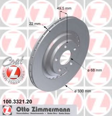100.3321.20 ZIMMERMANN Brake System Brake Disc