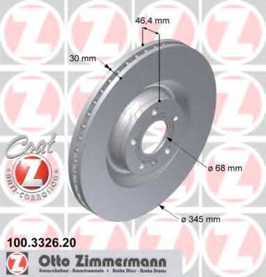 100.3326.20 ZIMMERMANN Brake System Brake Disc