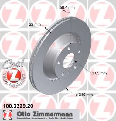100.3329.20 ZIMMERMANN Brake System Brake Disc