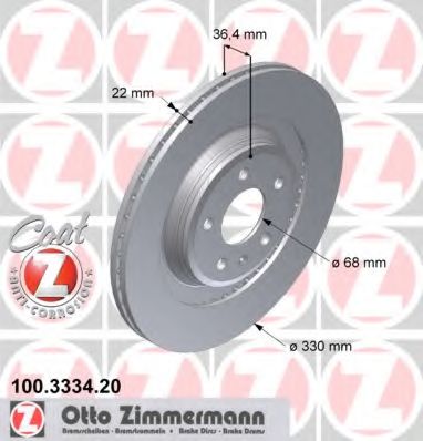 100.3334.20 ZIMMERMANN Brake System Brake Disc