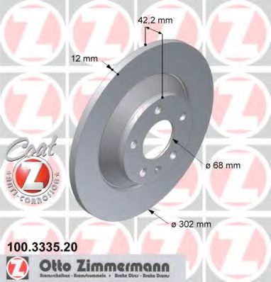 100.3335.20 ZIMMERMANN Brake System Brake Disc