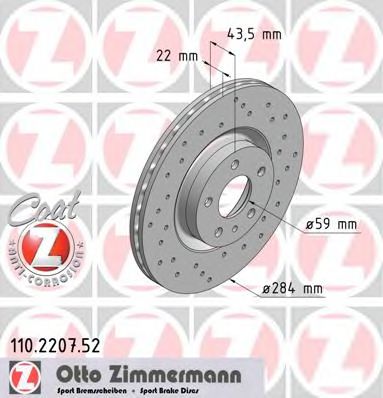 110.2207.52 ZIMMERMANN Brake System Brake Disc