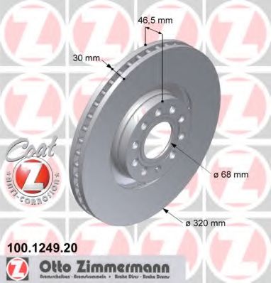 100.1249.20 ZIMMERMANN Тормозная система Тормозной диск
