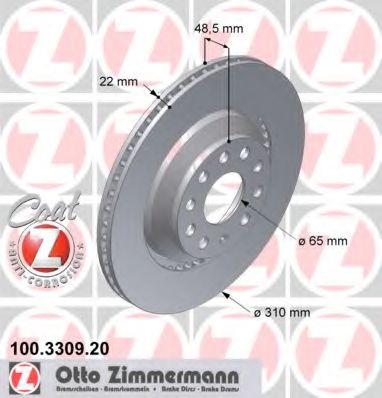 100.3309.20 ZIMMERMANN Тормозная система Тормозной диск