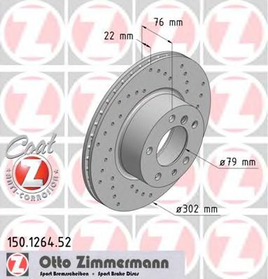 150.1264.52 ZIMMERMANN Brake System Brake Disc