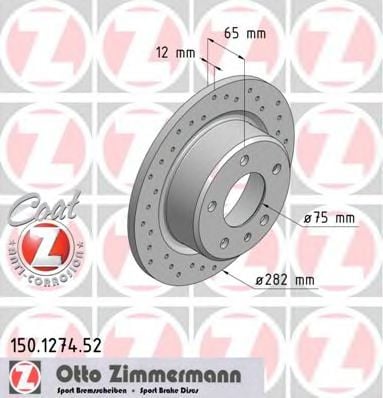150.1274.52 ZIMMERMANN Brake System Brake Disc