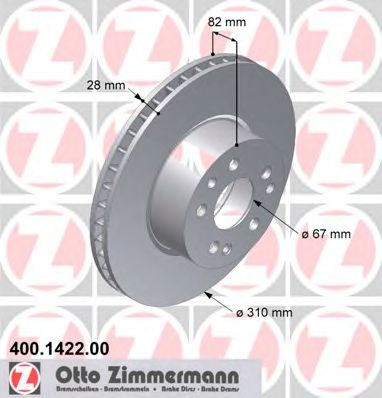 400.1422.00 ZIMMERMANN Brake System Brake Disc