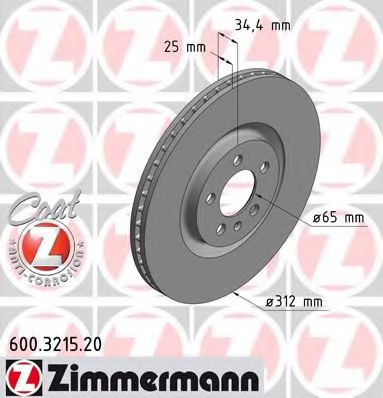 600.3215.20 ZIMMERMANN Brake System Brake Disc