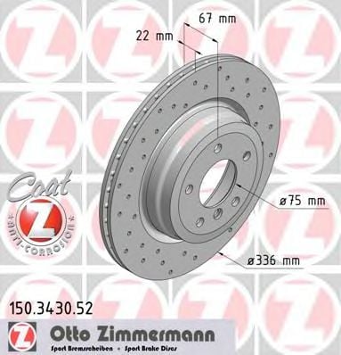 150.3430.52 ZIMMERMANN Brake System Brake Disc