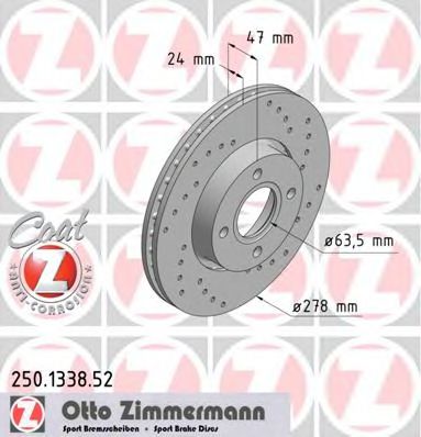 250.1338.52 ZIMMERMANN Brake System Brake Disc
