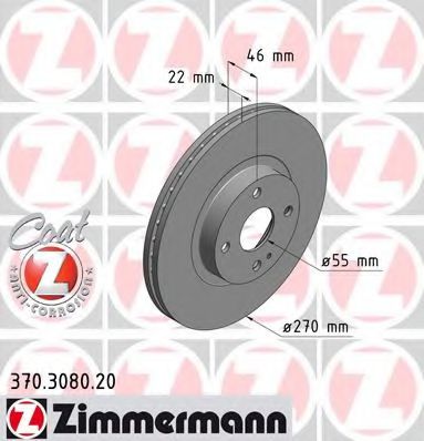 370.3080.20 ZIMMERMANN Brake System Brake Disc