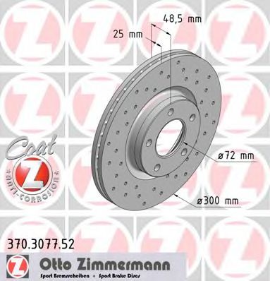 370.3077.52 ZIMMERMANN Brake System Brake Disc