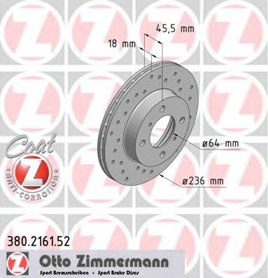 380.2161.52 ZIMMERMANN Brake System Brake Disc