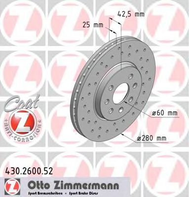 430.2600.52 ZIMMERMANN Brake System Brake Disc
