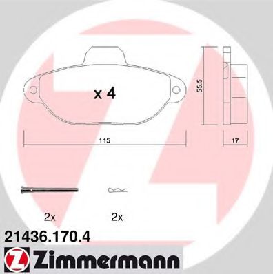 21436.170.4 ZIMMERMANN Тормозная система Комплект тормозных колодок, дисковый тормоз