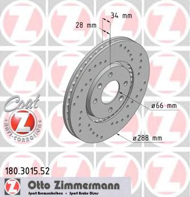180.3015.52 ZIMMERMANN Brake System Brake Disc