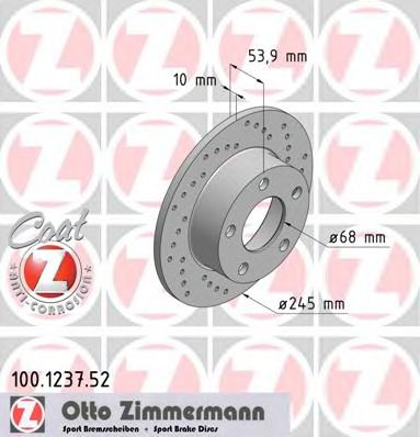 100.1237.52 ZIMMERMANN Тормозная система Тормозной диск