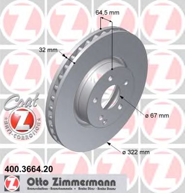 400.3664.20 ZIMMERMANN Brake System Brake Disc