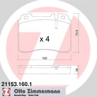 21153.160.1 ZIMMERMANN Brake System Brake Pad Set, disc brake