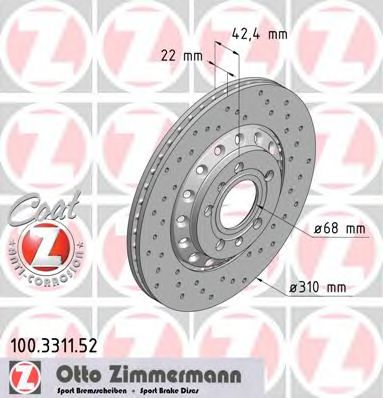 100.3311.52 ZIMMERMANN Brake System Brake Disc