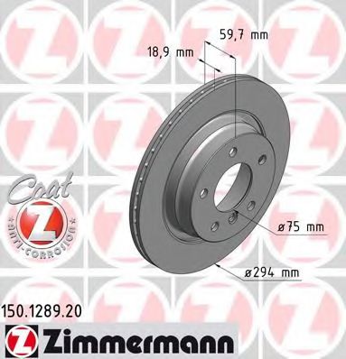 150.1289.20 ZIMMERMANN Brake System Brake Disc