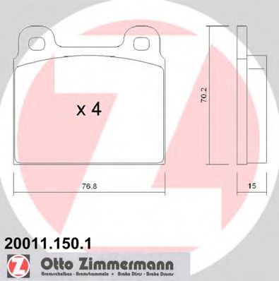 20011.150.1 ZIMMERMANN Brake System Brake Pad Set, disc brake