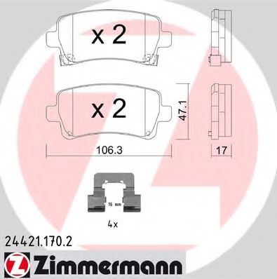 24421.170.2 ZIMMERMANN Тормозная система Комплект тормозных колодок, дисковый тормоз