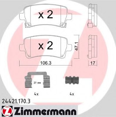 24421.170.3 ZIMMERMANN Тормозная система Комплект тормозных колодок, дисковый тормоз