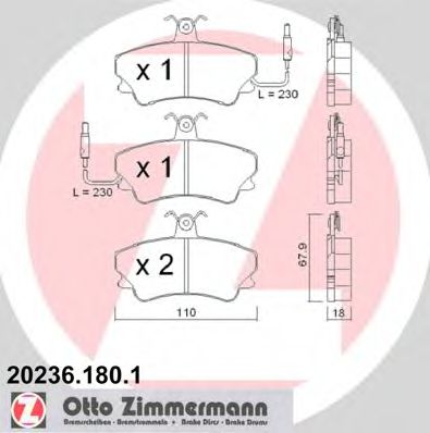 20236.180.1 ZIMMERMANN Brake System Brake Pad Set, disc brake