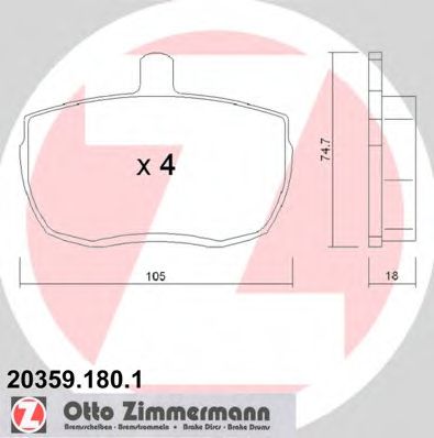 20359.180.1 ZIMMERMANN Brake Pad Set, disc brake