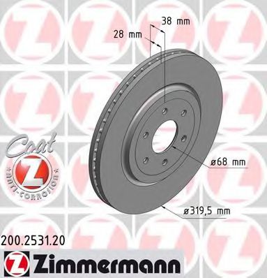 200.2531.20 ZIMMERMANN Brake System Brake Disc