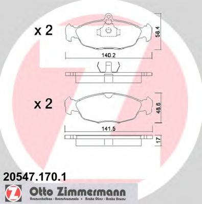 20547.170.1 ZIMMERMANN Brake Pad Set, disc brake