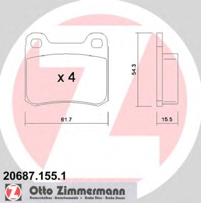 20687.155.1 ZIMMERMANN Brake System Brake Pad Set, disc brake