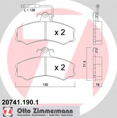 20741.190.1 ZIMMERMANN Bremsanlage Bremsbelagsatz, Scheibenbremse