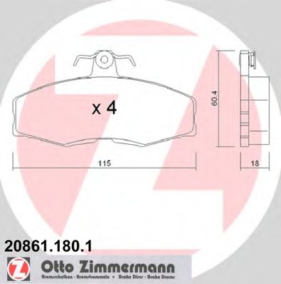 20861.180.1 ZIMMERMANN Brake Pad Set, disc brake
