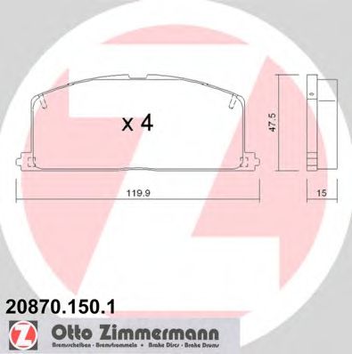 20870.150.1 ZIMMERMANN Brake Pad Set, disc brake