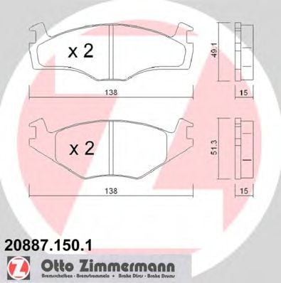 20887.150.1 ZIMMERMANN Brake System Brake Pad Set, disc brake