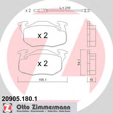 20905.180.1 ZIMMERMANN Brake Pad Set, disc brake