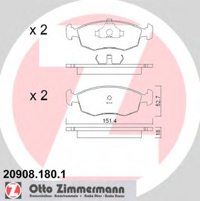20908.180.1 ZIMMERMANN Brake Pad Set, disc brake
