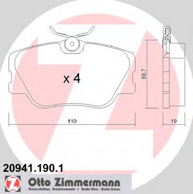 20941.190.1 ZIMMERMANN Brake System Brake Pad Set, disc brake