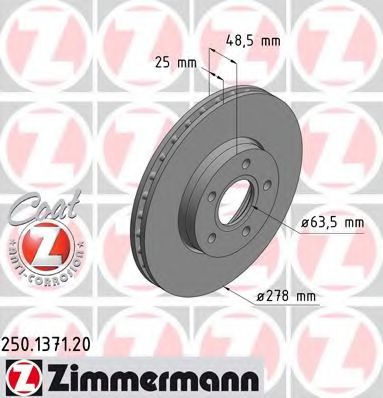 250.1371.20 ZIMMERMANN Brake System Brake Disc