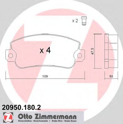 20950.180.2 ZIMMERMANN Bremsanlage Bremsbelagsatz, Scheibenbremse