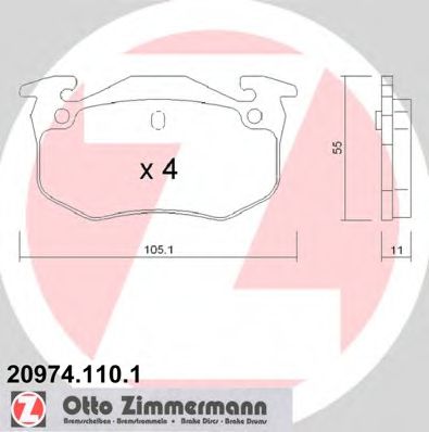 20974.110.1 ZIMMERMANN Brake System Brake Pad Set, disc brake
