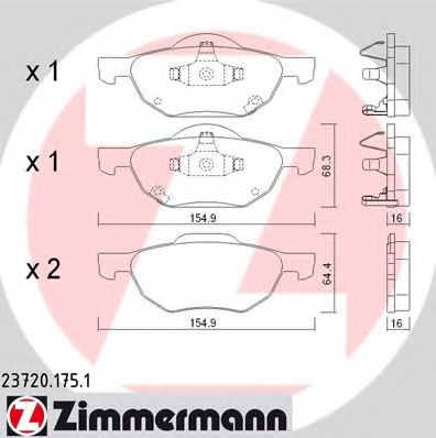 23720.175.1 ZIMMERMANN Brake System Brake Pad Set, disc brake