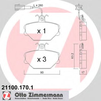 21100.170.1 ZIMMERMANN Комплект тормозных колодок, дисковый тормоз