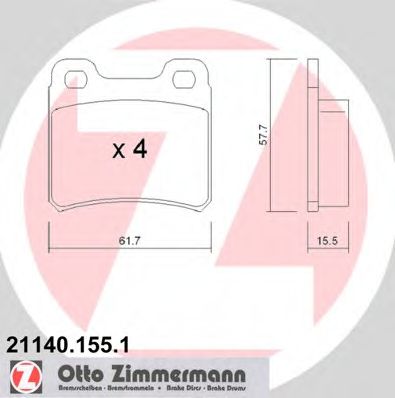 21140.155.1 ZIMMERMANN Brake Pad Set, disc brake